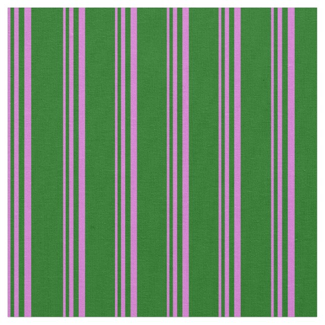 Orchid and Dark Green Lined Pattern Fabric (Close Up)