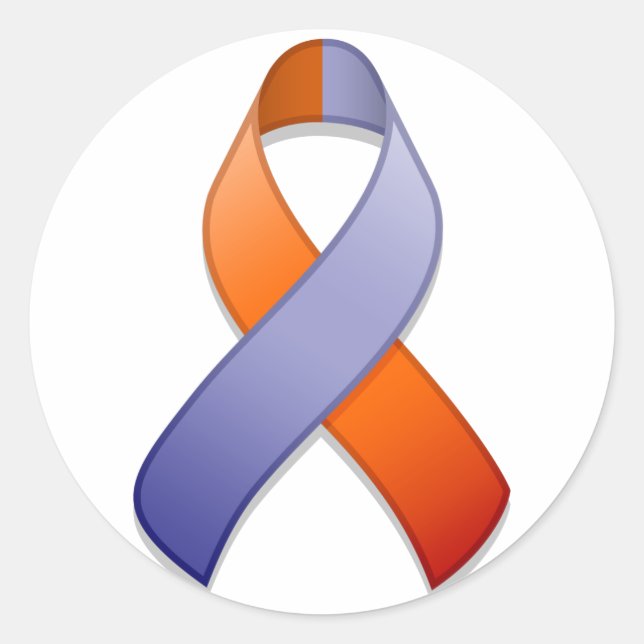 Orchid and Orange Awareness Ribbon Round Sticker (Front)