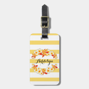 Orchid and Plumeria Flowers, Elegant Luggage Tag