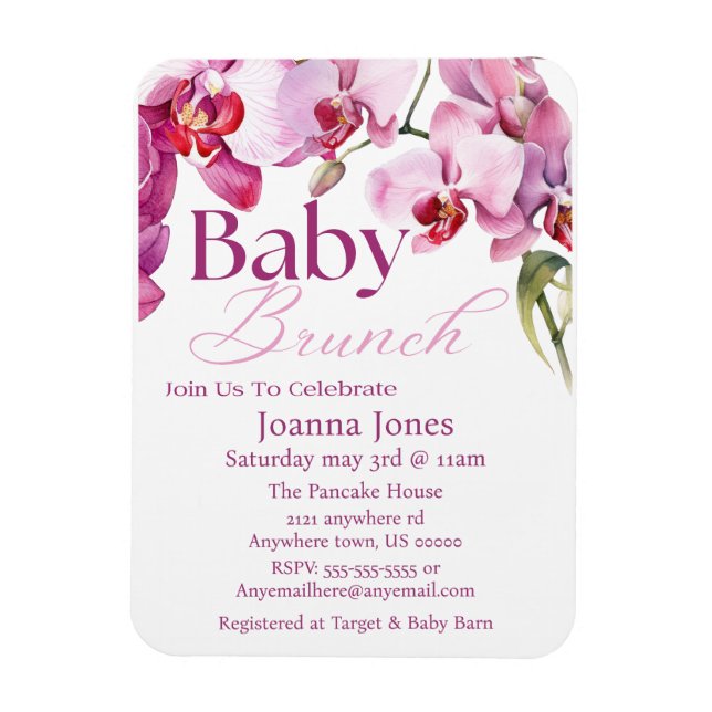Orchid Baby Brunch/Baby Shower Invitation Card Magnet (Vertical)