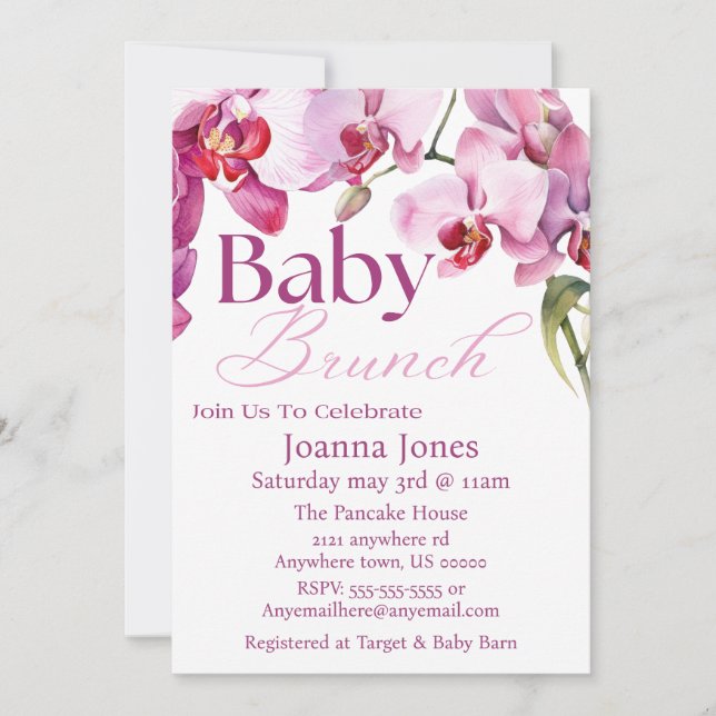 Orchid Baby Brunch / Baby shower Invitation Cartes (Devant)