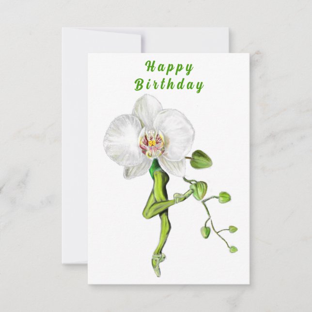 Orchid Ballet Dancer Birthday Card (Front)