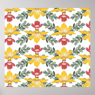 Orchid Beauty: Floral Pattern Elegance. Poster