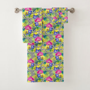 Orchid Begonia And Palm Leaves Bath Towel Set
