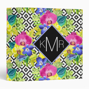 Orchid Begonia And Palm Leaves Monogram Binder