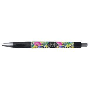 Orchid Begonia And Palm Leaves Monogram Pen