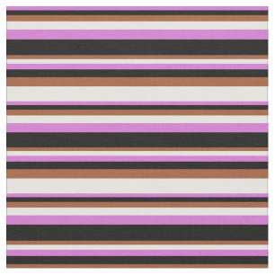 Orchid, Black, Sienna & White Coloured Stripes Fabric