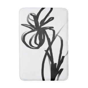 Orchid Blanc: Abstract White & Black Bath Mat