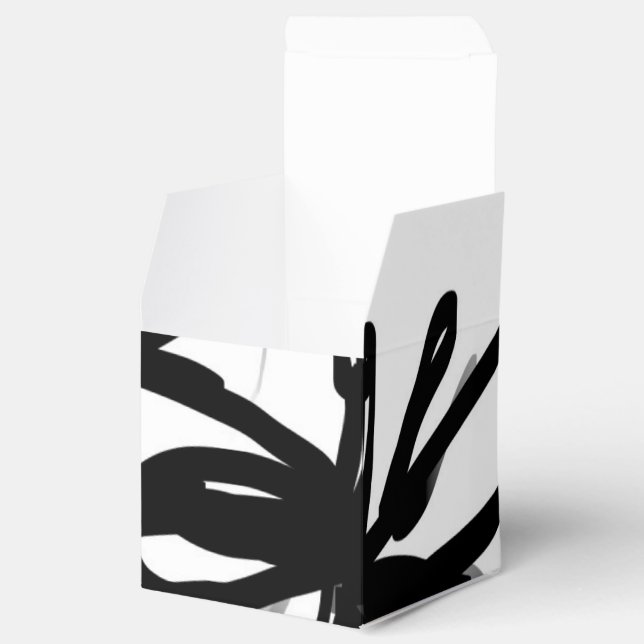 Orchid Blanc: Abstract White & Black Favor Box (Opened)