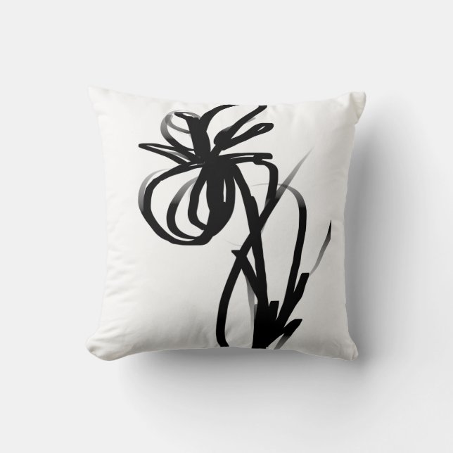 Orchid Blanc: Abstract White & Black Throw Pillow (Front)
