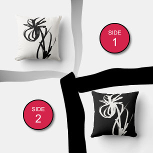 Orchid Blanc & Noir: Abstract White & Black Throw Pillow
