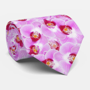 Orchid Blossom Floral Abstract Photo Pattern Tie