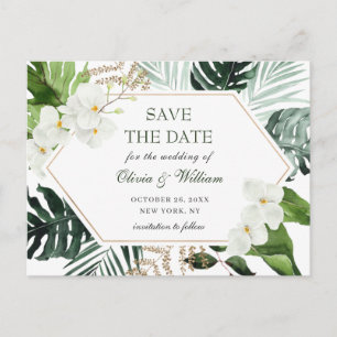 Orchid Bohemian Greenery Wedding  Save The Date Postcard