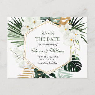 Orchid Bohemian Greenery Wedding  Save The Date Postcard