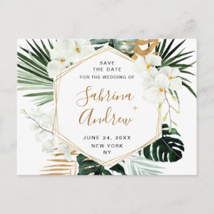 Orchid Bohemian Greenery Wedding Save The Date Postcard