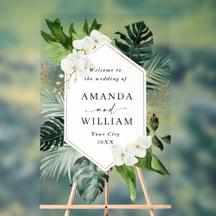Orchid Bohemian Greenery WEDDING Welcome Acrylic Sign