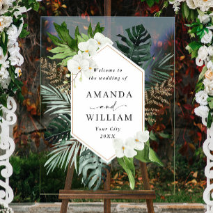 Orchid Bohemian Greenery WEDDING Welcome Acrylic Sign