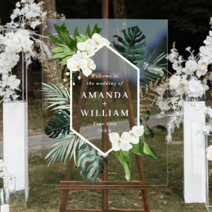 Orchid Bohemian Greenery WEDDING Welcome Acrylic Sign