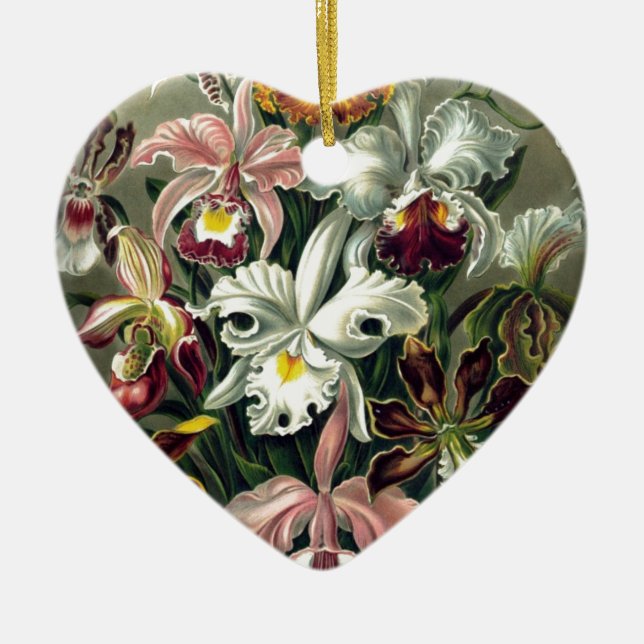 Orchid Botanical Print Ceramic Ornament (Front)