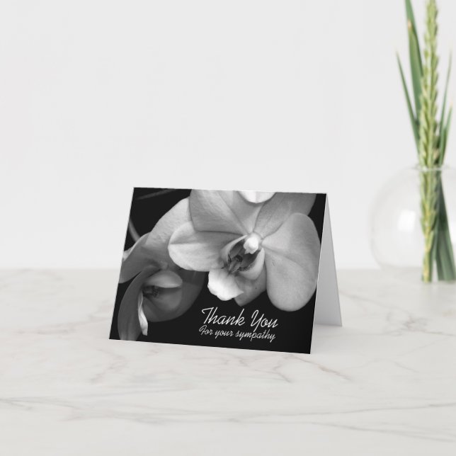 Orchid BW Sympathy Thank you Note Card (Front)