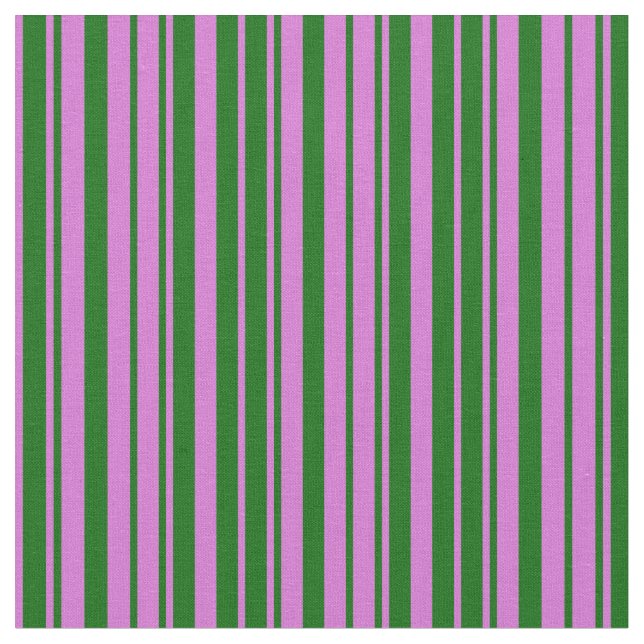 Orchid & Dark Green Coloured Stripes Pattern Fabric (Close Up)