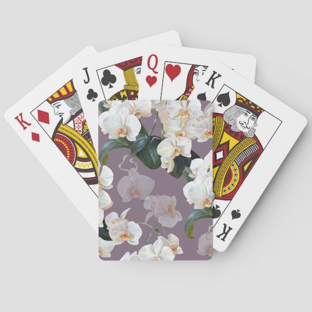 Orchid dark lavender watercolor. playing cards (Back)