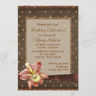 Orchid Elegance Womans Birthday Party Invitation