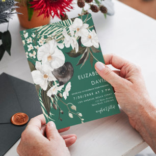Orchid Elegant Emerald Floral Wedding  Invitation