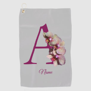 Orchid Elegant Monogram Initial A Personalized Golf Towel