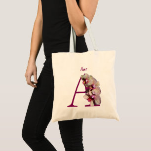 Orchid Elegant Monogram Initial A Personalized Tote Bag