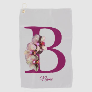 Orchid Elegant Monogram Initial B Personalized Golf Towel