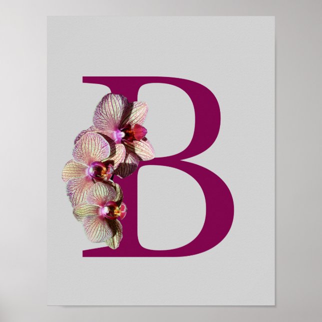 Orchid Elegant Monogram Initial B  Poster (Front)
