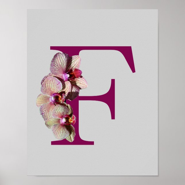 Orchid Elegant Monogram Initial F Personalized Poster (Front)