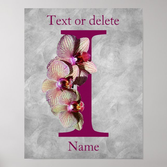 Orchid Elegant Monogram Initial I Personalized Poster (Front)