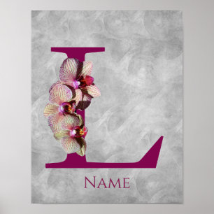 Orchid Elegant Monogram Initial L Personalized Poster