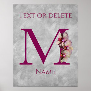 Orchid Elegant Monogram Initial M Personalized Poster