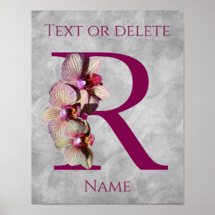 Orchid Elegant Monogram Initial R Personalized Poster