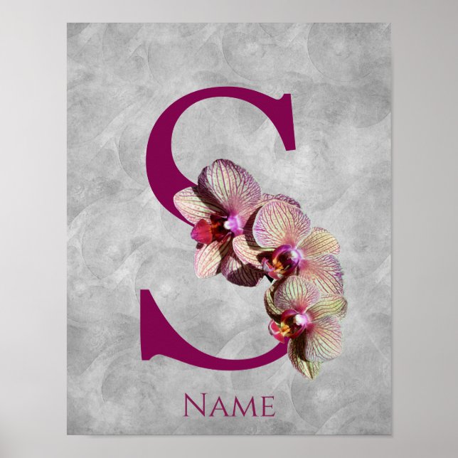 Orchid Elegant Monogram Initial S Personalized Poster (Front)