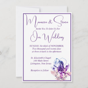 Orchid Elegant White QR Code Wedding Invitation