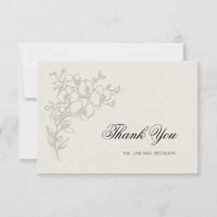 Orchid Elevated Ecru Formal Traditional Wedding Thank You Card