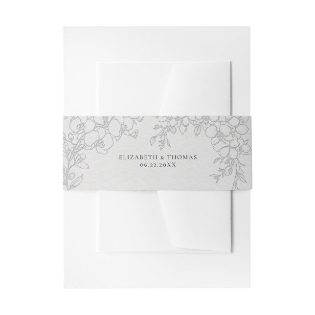 Orchid Elevated Ivory Formal Traditional Wedding Invitation Belly Band (Front Example)
