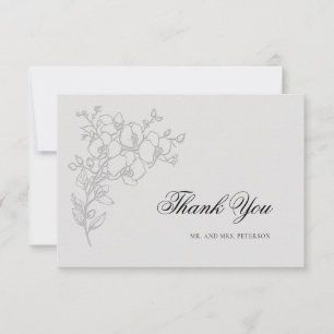 Orchid Elevated Ivory Formal Traditional Wedding Thank You Card