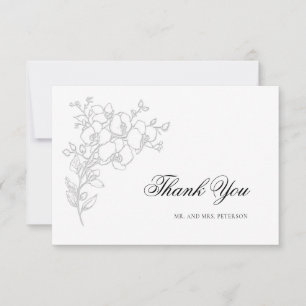 Orchid Elevated White Formal Traditional Wedding Thank You Card