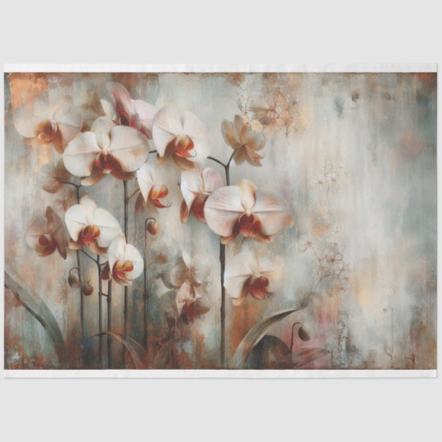 Orchid Fauna and Flora Decoupage Tissue Paper (Front)