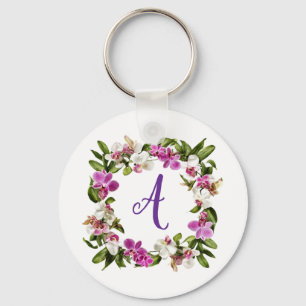 ORCHID FLORAL FRAME KEYCHAIN