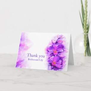 Orchid floral purple wedding thank you card