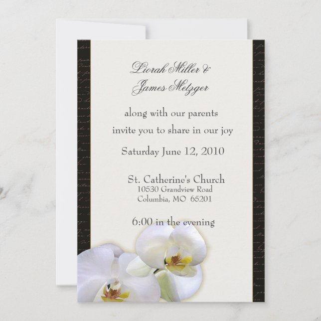 Orchid Floral Wedding Invitation (Front)