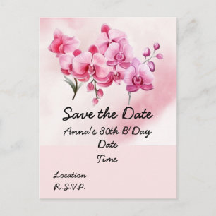 Orchid flower 80th Birthday Save the Date Postcard