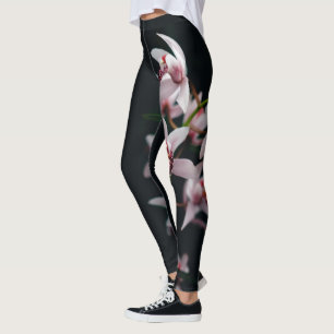 Orchid Flower Black background Leggings