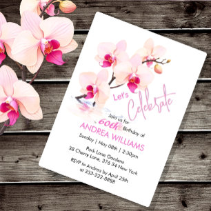 Orchid Flower Blossoms 60th Birthday Invitation
